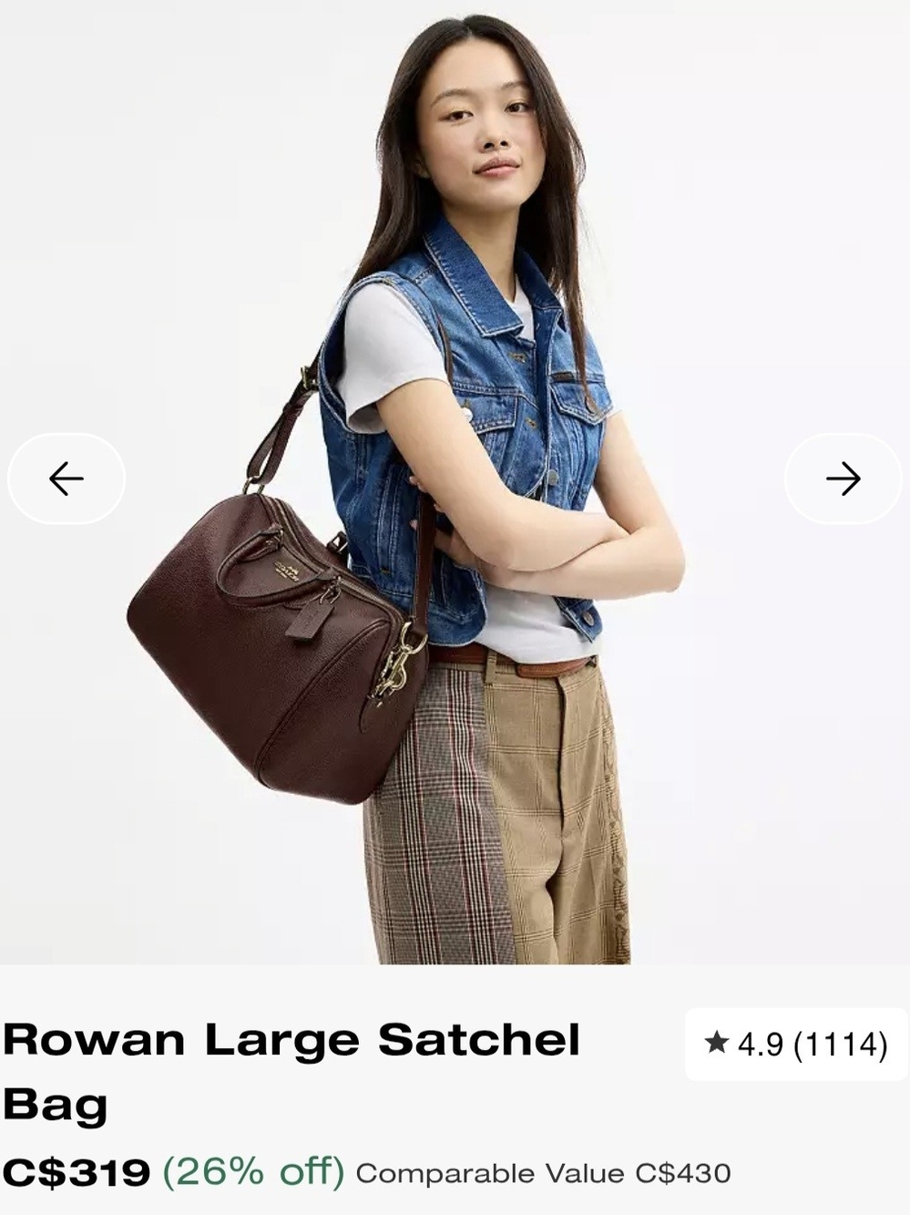 COACH Rowan Satchel in Chocolate Brown with Gold Hardware - Picture 7 of 15